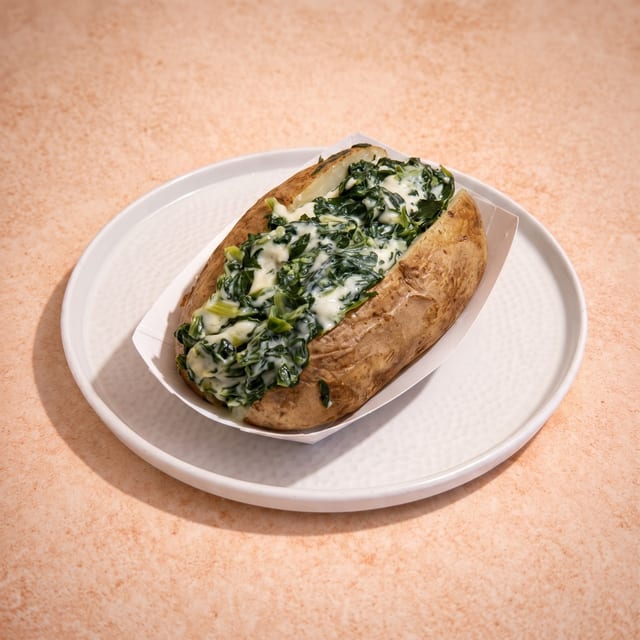 Baked Potato with Spinach Cheese.