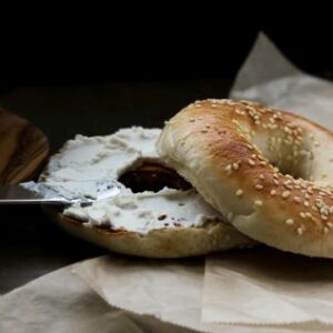 roll or bagel with cream cheese